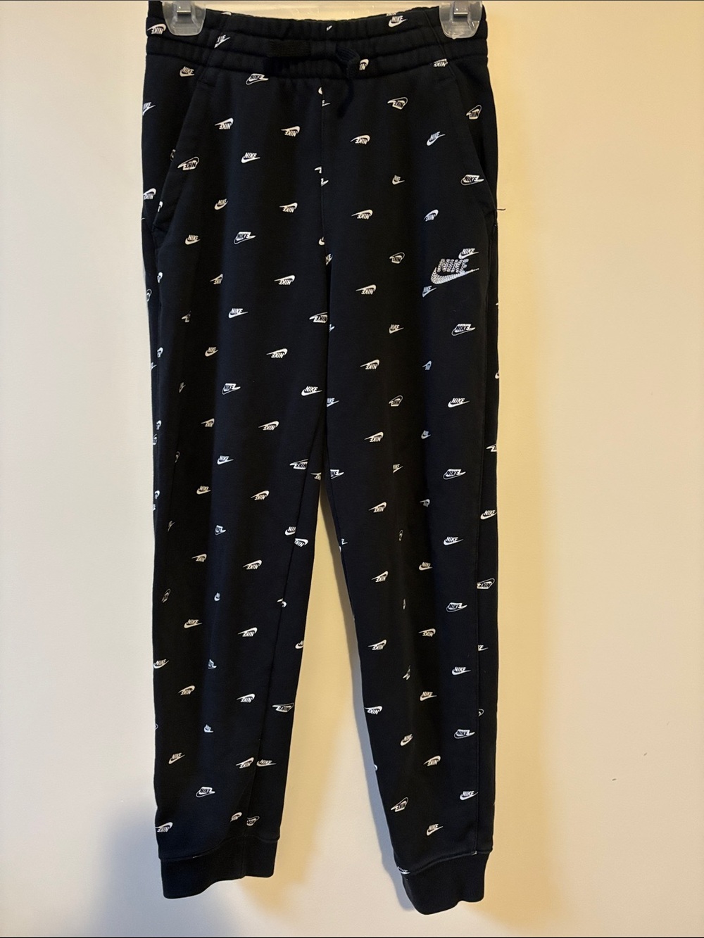 Nike Black Joggers with White Swoosh Print